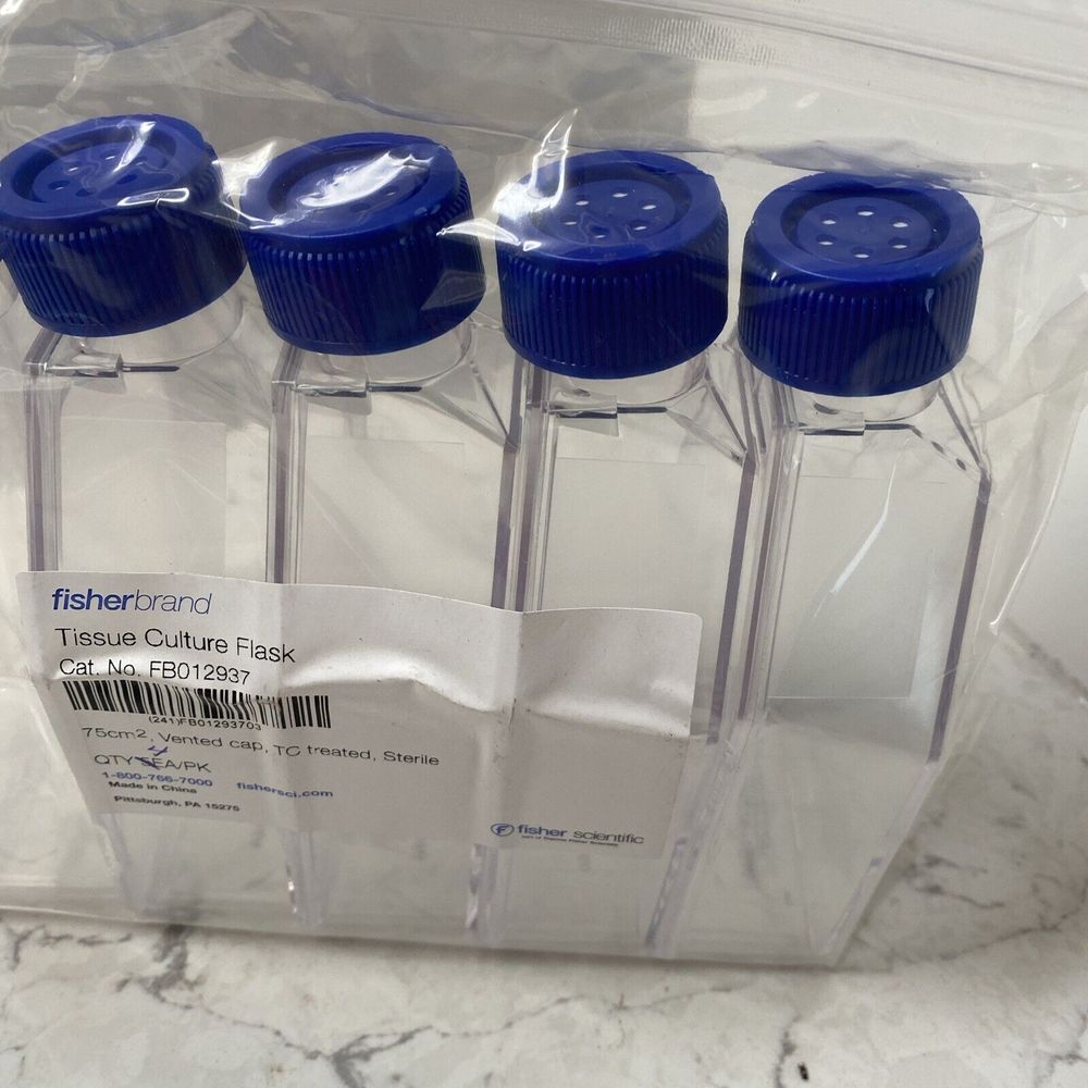 Fisherbrand Surface Treated Sterile Tissue‎ Culture Flasks 75cm² Vented Cap 4/pk